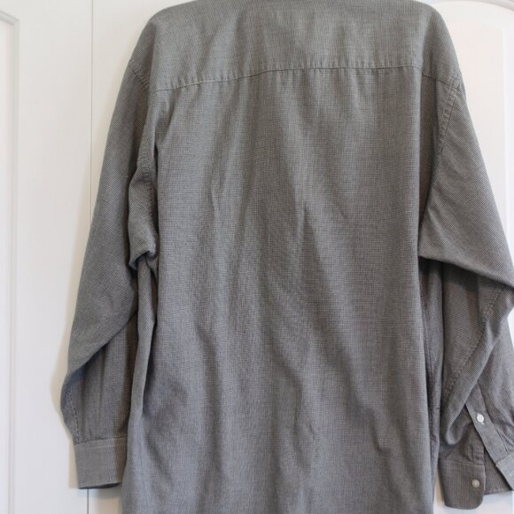 Alfani Men's Black and White small herringbone print Dress Shirt 17 1/2 34-35 - Picture 7 of 12